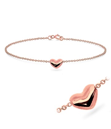 Rose Gold Plated Heart Silver Bracelets BRS-89-RO-GP